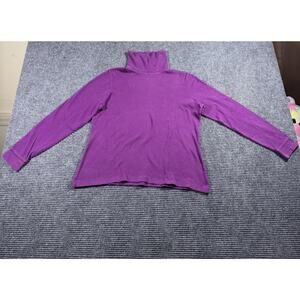 LL Bean Woman's M Purple Mock Neck Long Sleeve Top Lightweight Casual Shirt